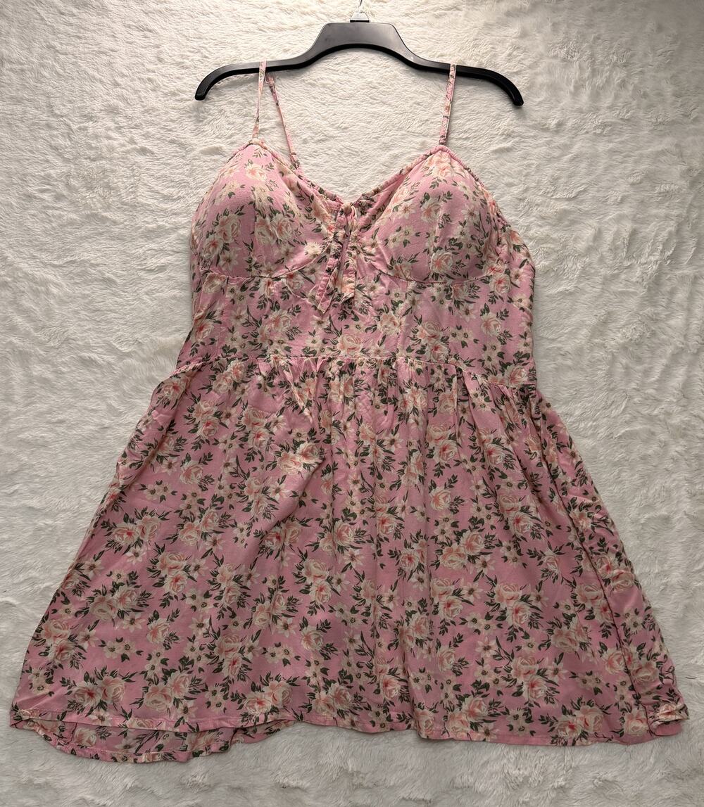 Jolie & Joy Womens 3X Pink Floral Cami Dress Smocked Back Cottagecore